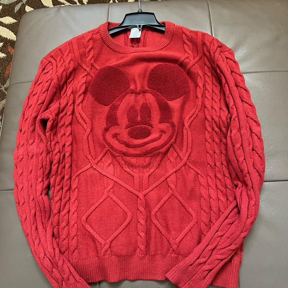 Disney Park Mickey Mouse Cable Sweater Cinnamon Red size XXL